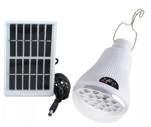 Bec LED cu panou solar GR 020 culoare alb cu agatatoare